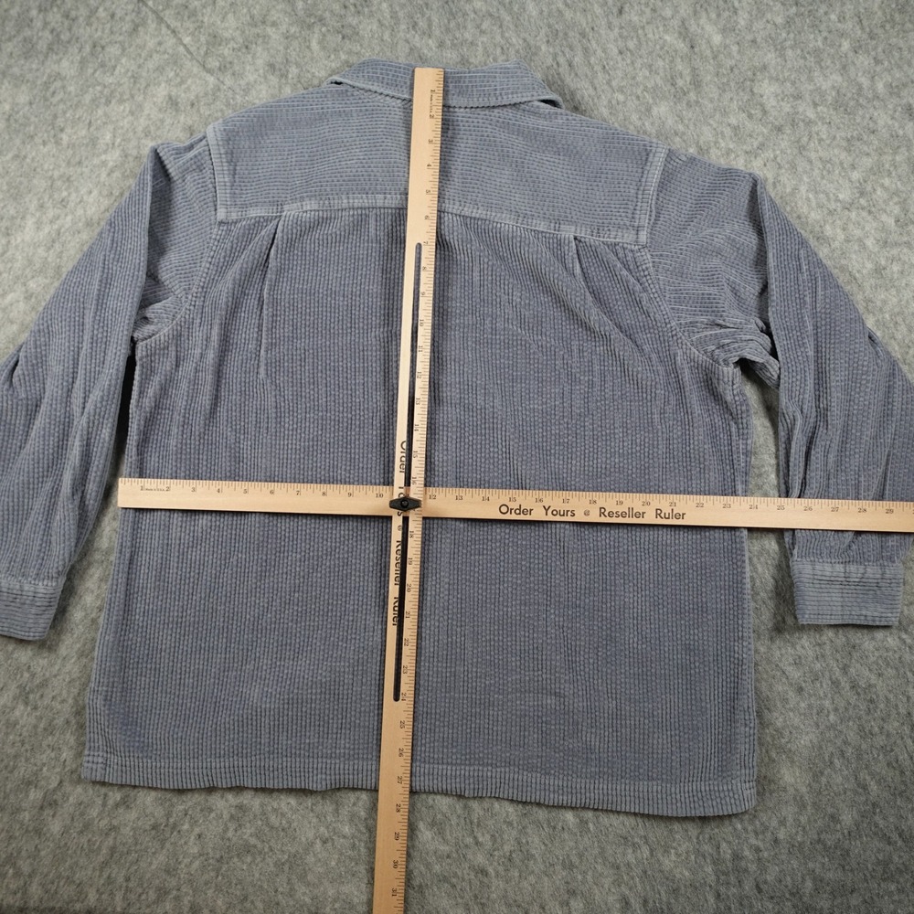 LL Bean Top Women Large Blue Corduroy Button Front Long Sleeve Cotton Shacket - Picture 8 of 11